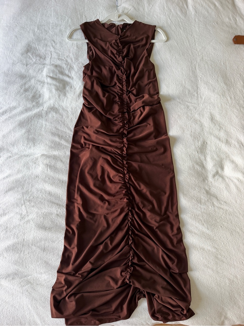 Zara Brown Ruched Sleeveless Maxi Dress